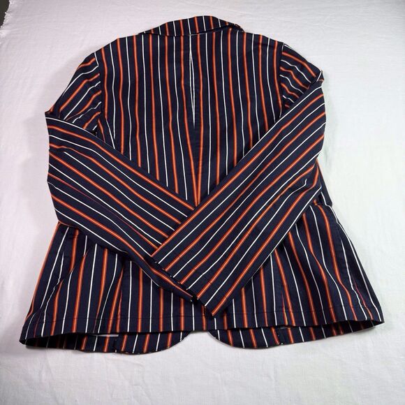 Talbots Blazer Women's 10P navy and red stripe cotton jacket blazer‎ - Picture 6 of 9